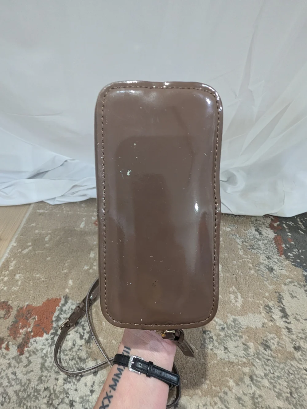 Dooney & Bourke Brown Patent Leather Crossbody Bag Gold Logo